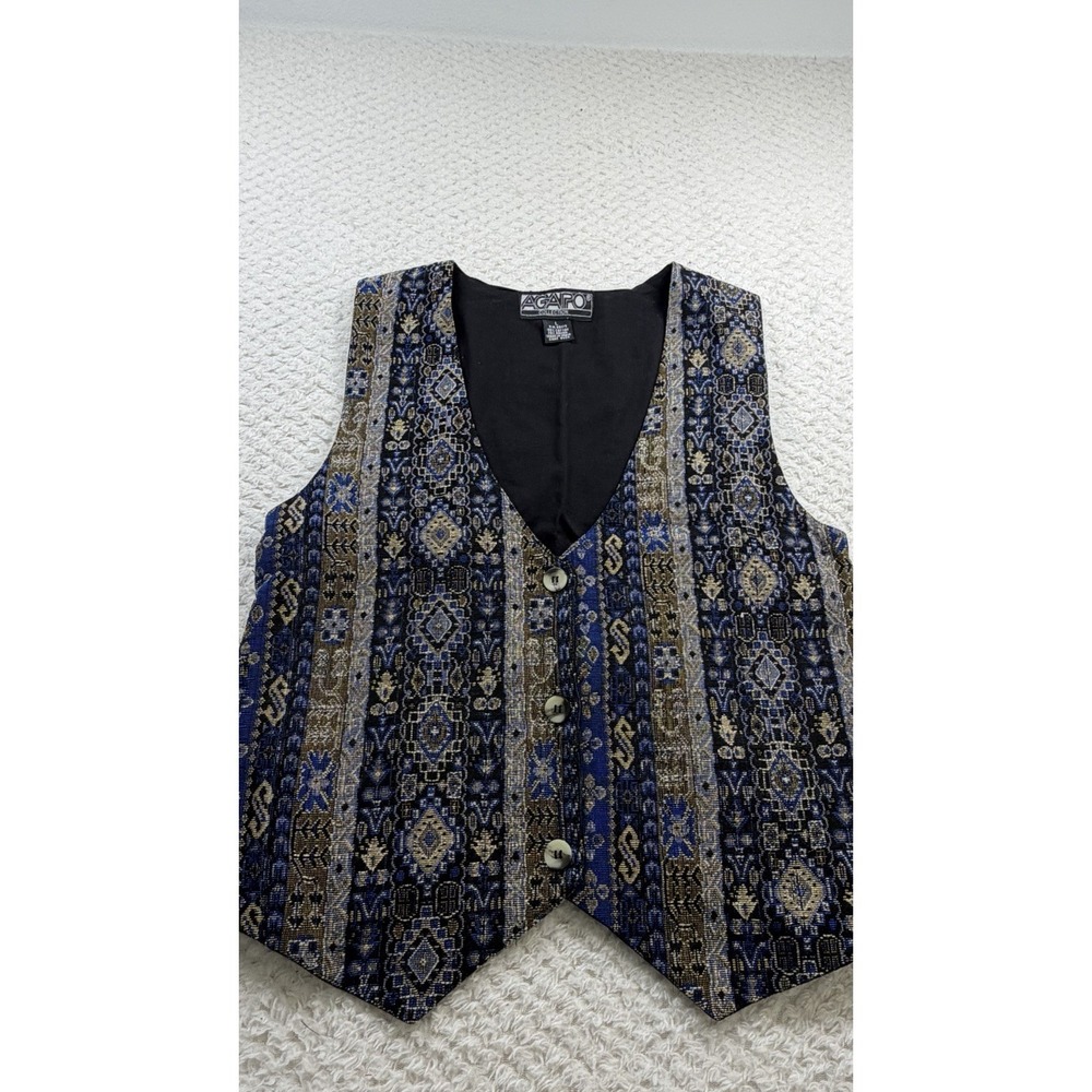 Vintage AGAPO Womens Vest Tapestry Boho Festival Size L